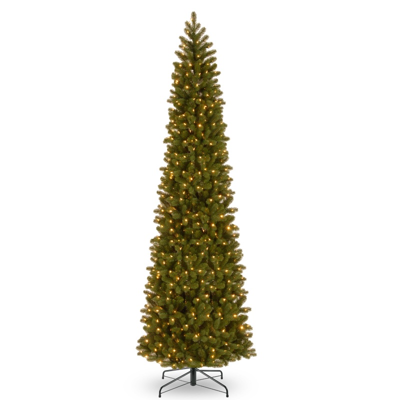 12 ft. Pre-Lit Downswept Douglas Fir Pencil Slim Fir Tree with Clear Lights