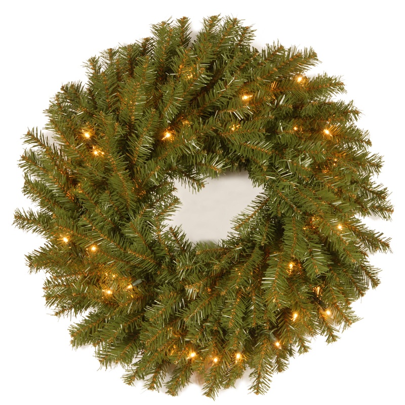20 in. Pre-Lit Norwood Fir Wreath with Clear Lights