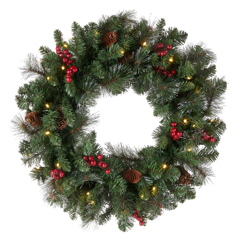 24 in. Pre-Lit Crestwood Spruce Wreath with Infinity Lights