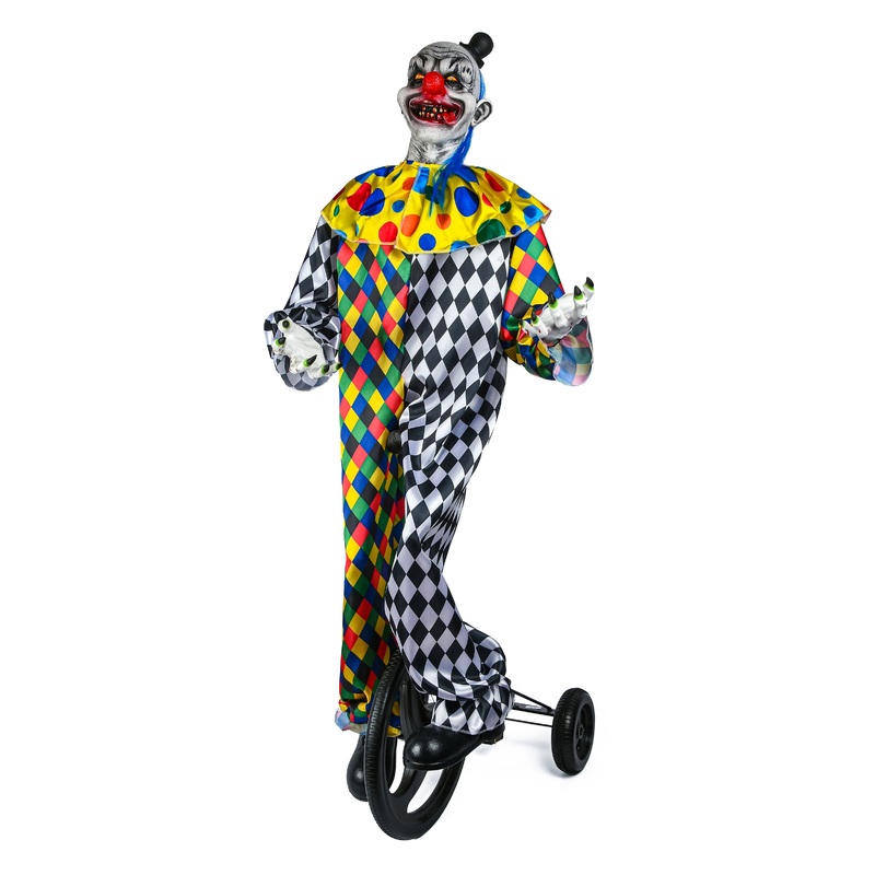 6 ft. Pre Lit Halloween Sound Activated Animated Cycling Clown with LED Lights