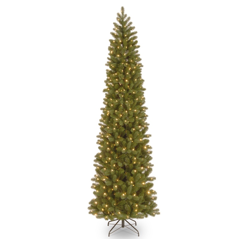 9 ft. Pre-Lit Downswept Douglas Fir Pencil Slim Tree with Dual Color LED Lights, Plug-In
