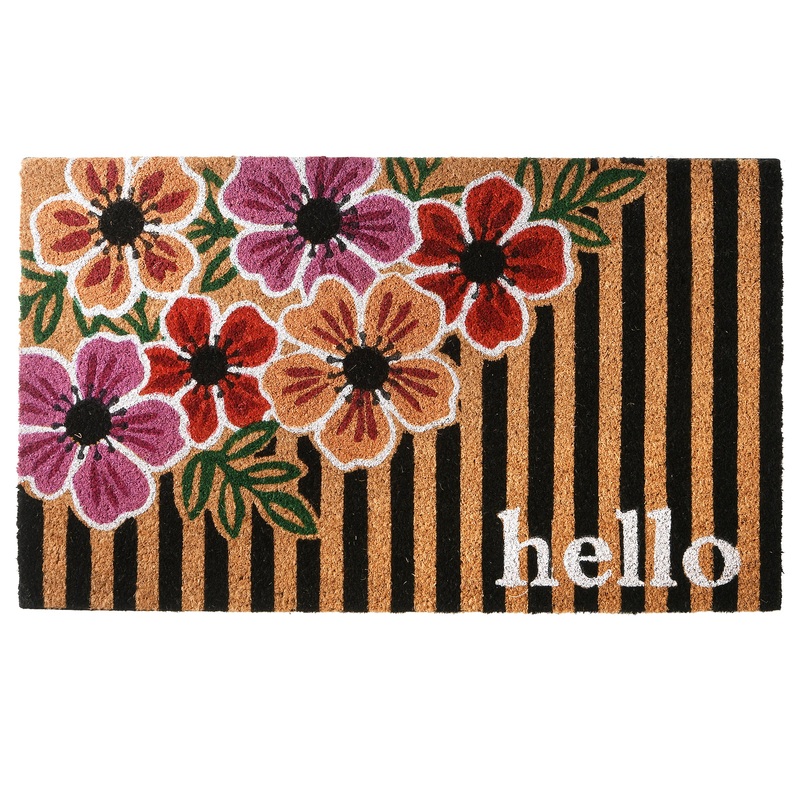 National Tree Company Welcome Entrance Mat, Brown, Flower Bloom Theme, Spring Collection, 30 Inches
