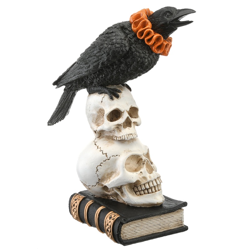 11 in. Halloween Crow and Skulls Decoration