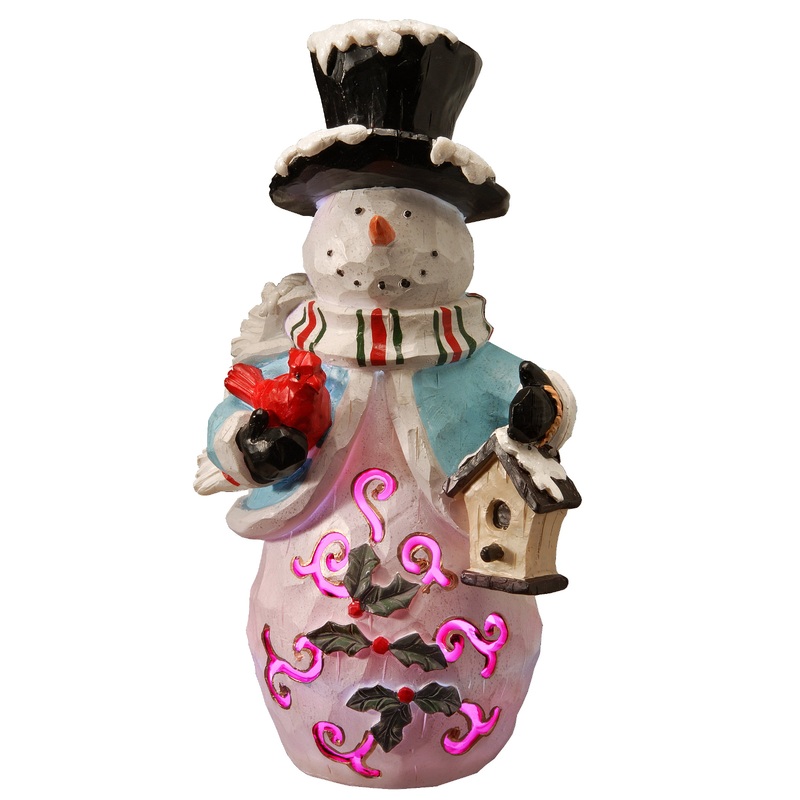 11 in. Lighted Holiday Snowman Decor