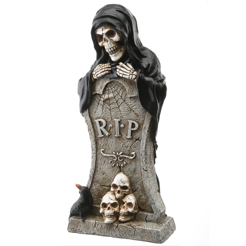 12 in. Halloween Skeleton Behind a Tombstone Decoration