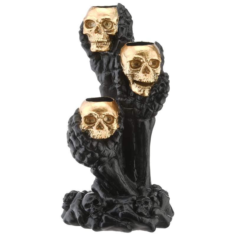 12 in. Halloween Three Skull 3 Candles Holder