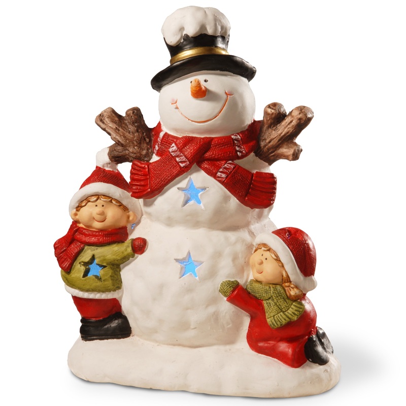 17 in. Lighted Snowman Decor Piece