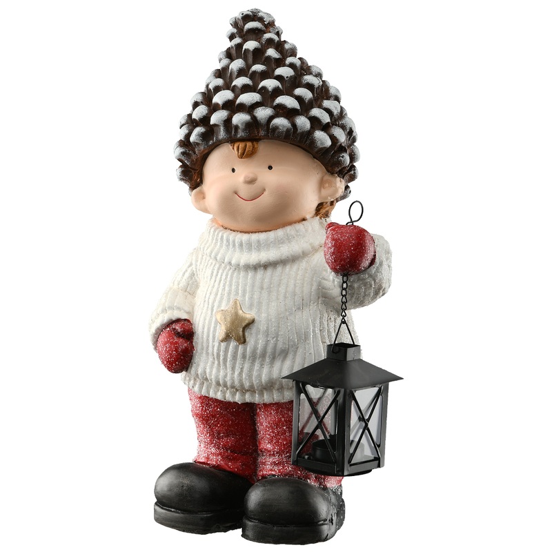 17 in. Pinecone Capped Boy Decor Piece