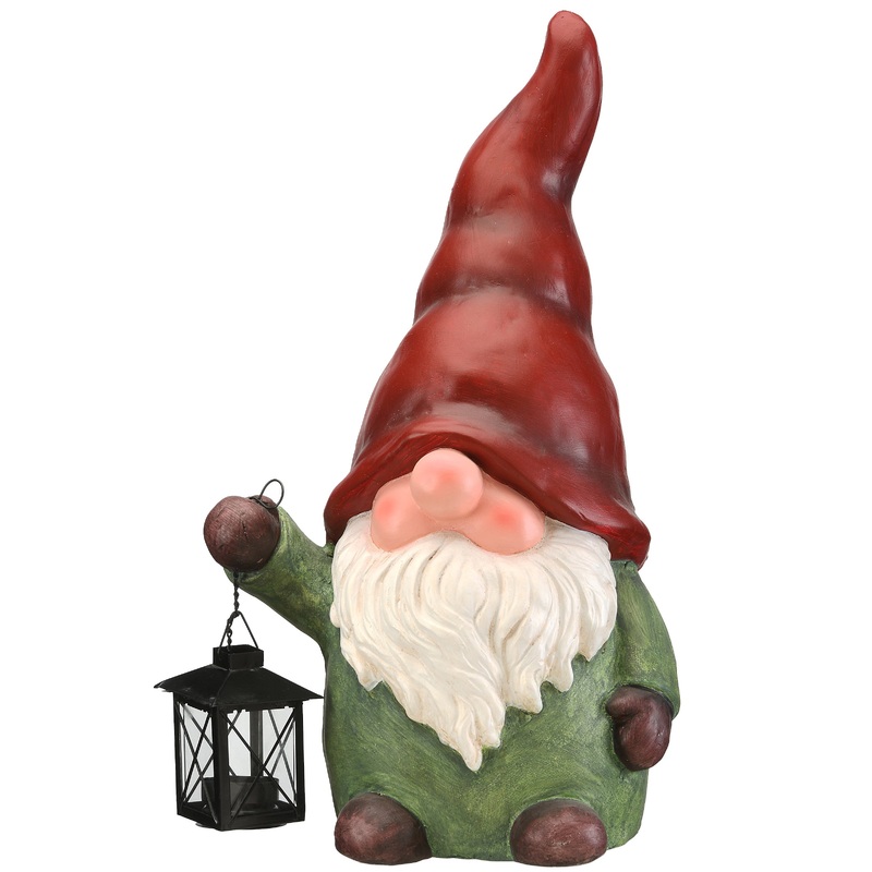 18 in. Red and Green Gnome Candleholder