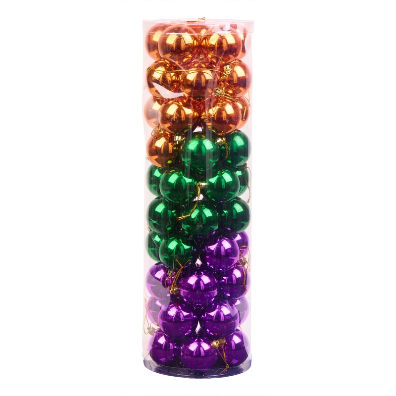 20 in. 50-Piece Halloween Orange, Green and Purple Ball Ornaments Set