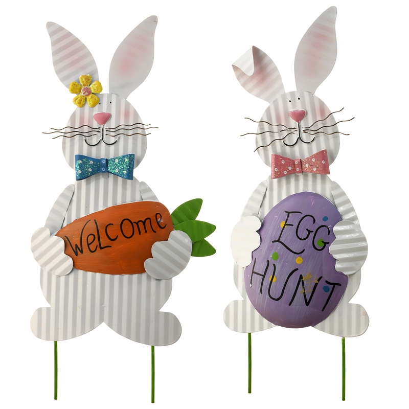 20 in. Easter Bunny Table Decorations, Set of 2