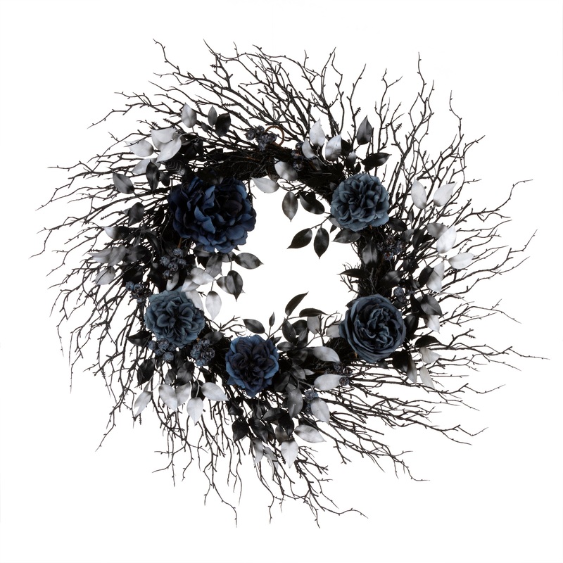 24 in. Halloween Deadwood and Roses Wreath