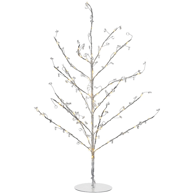 24 in. Pre-Lit Artificial Christmas Tree, Metal Wire with Clear Beads with Warm White LED Lights