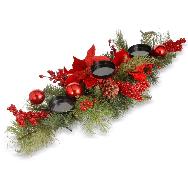 28 in. Christmas Candleholder Centerpiece