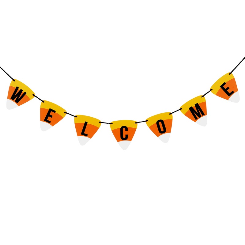 31 in. Halloween Candy Corn Welcome Hanging Banner