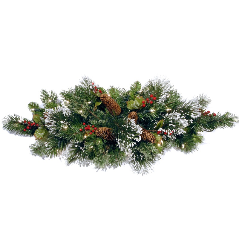 32 in. Pre-Lit Wintry Pine Centerpiece with Warm White LED Lights