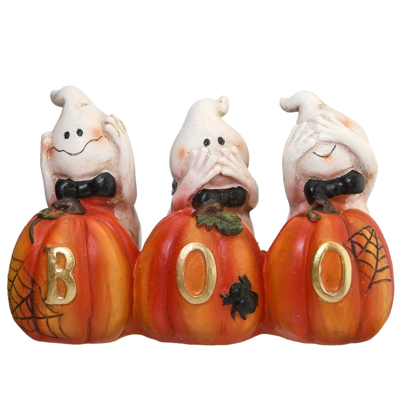 6 in. Halloween Three Ghosts and BOO Pumpkin Sign Decoration