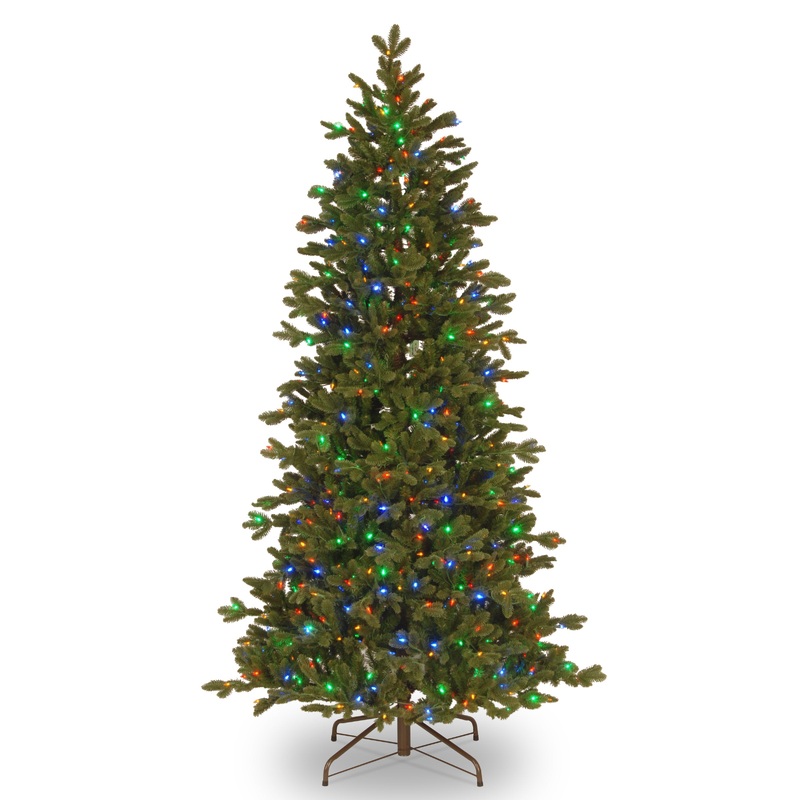 9.5 ft. Pre-Lit Noble Deluxe Fir Slim Tree with Multicolor LED Lights