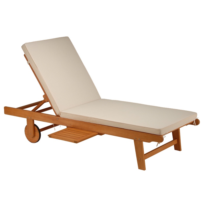 Eucalyptus Grandis Wood Reclining Sun Lounger, Beige