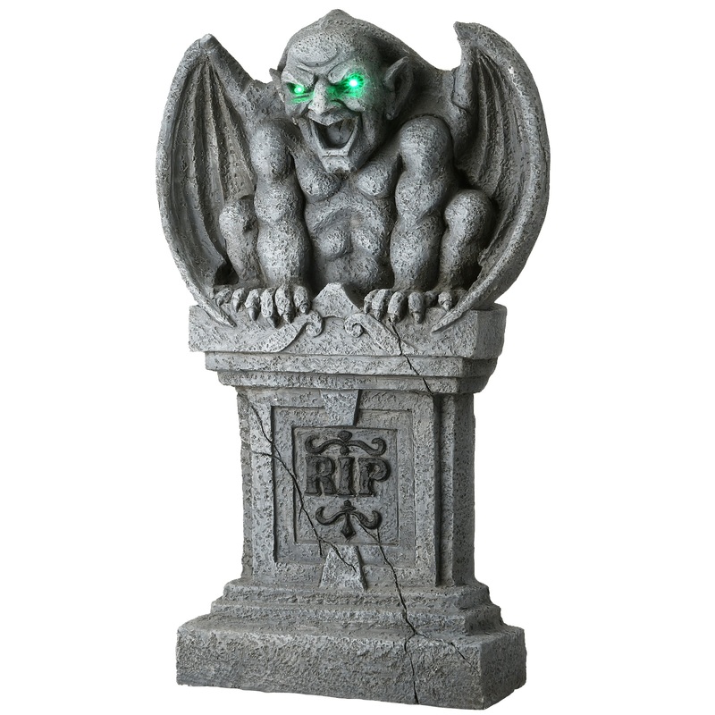 National Tree Company Pre-Lit Gargoyle Gravestone Decoration, LED Lights, Halloween Collection, 33 Inches
