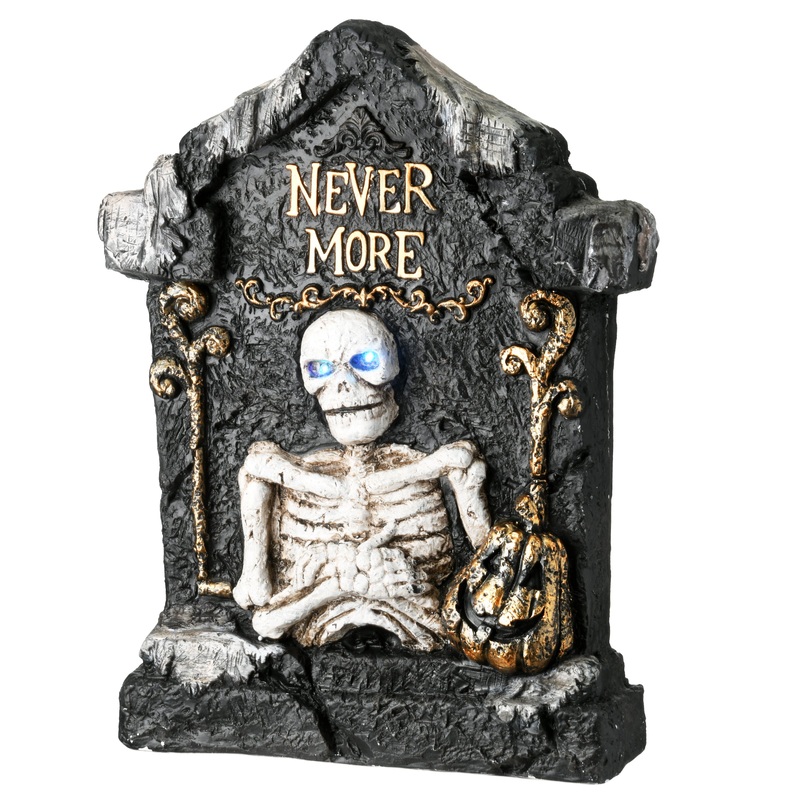 National Tree Company Pre-Lit Skeleton Gravestone Decoration, LED Lights, Halloween Collection, 22 Inches