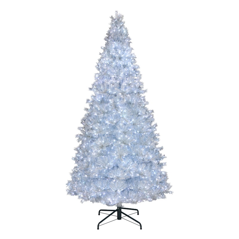 10 ft. Pre-Lit Crystal Pine Hinged Tree with RGB Lights, Plug-In