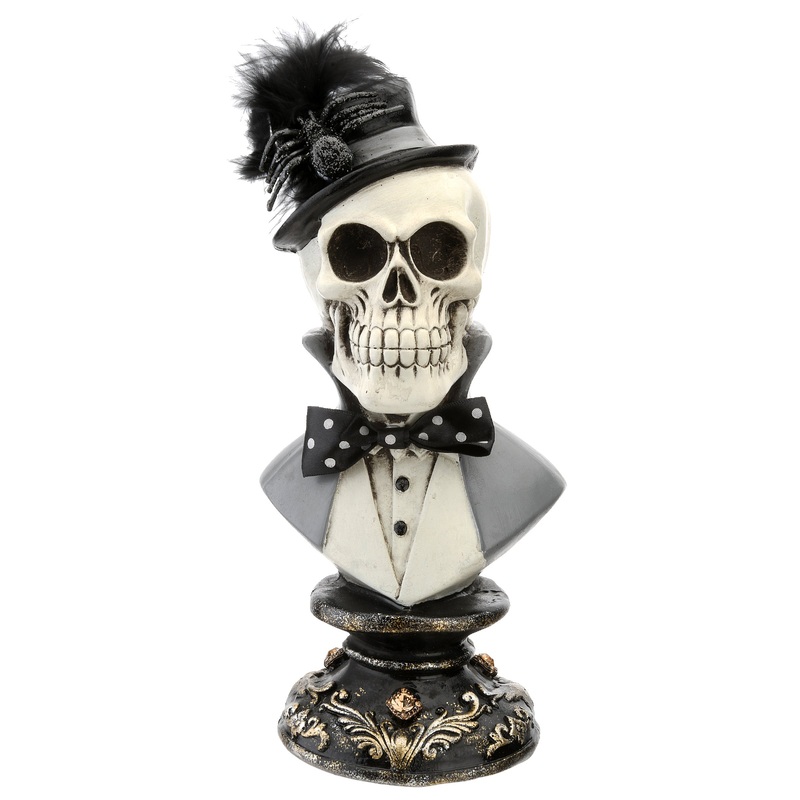 10 in. Halloween Male Skeleton Bust Decoration