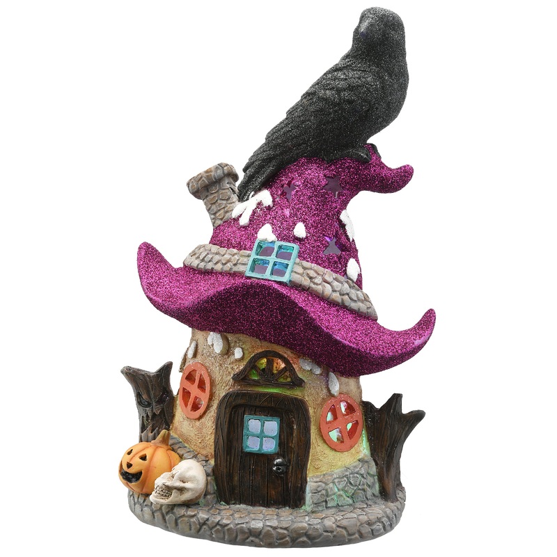 10 in. Halloween Pre-Lit Haunted Mushroom House Decoration with LED Lights