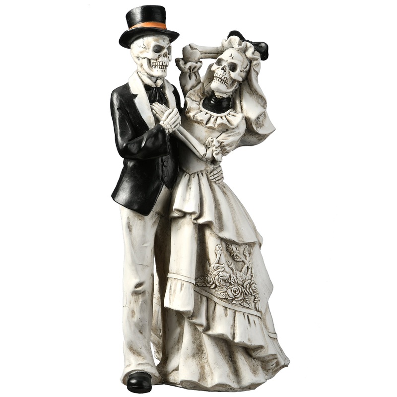 11 in. Halloween Skeleton Bride and Groom Decoration