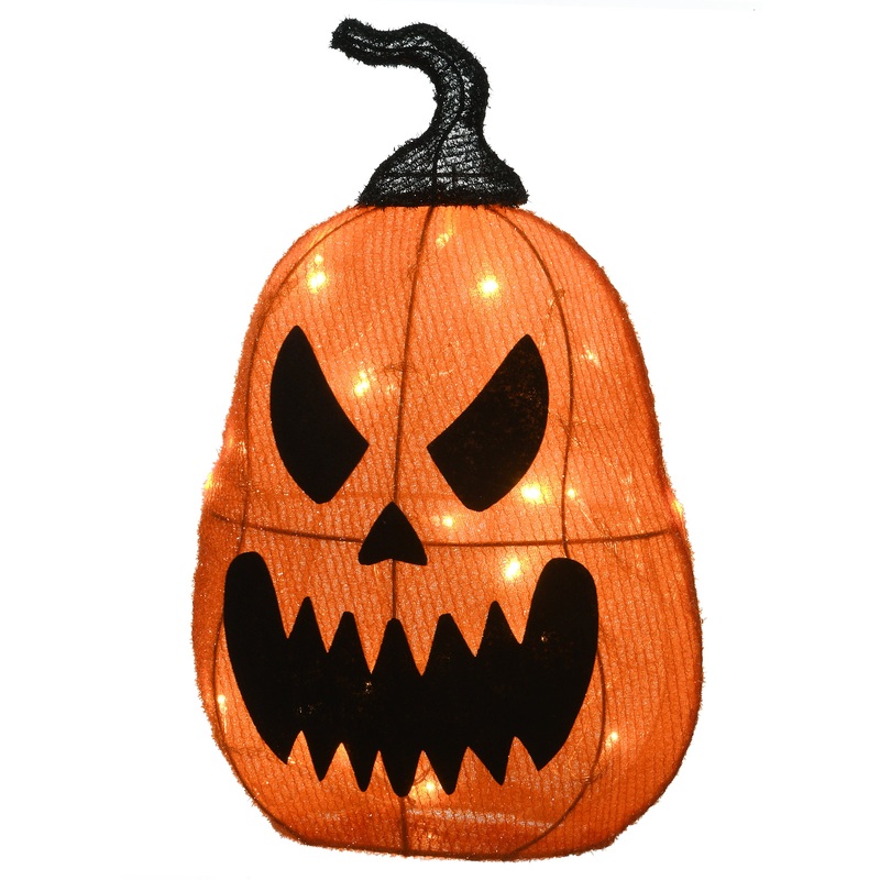 16 in. Halloween Pre-Lit Scary Jack-O-Lantern Outdoor Decoration with LED Lights