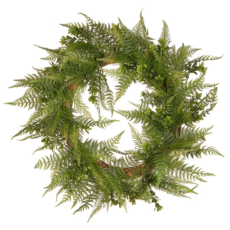 22 in. Spring Wreath with Boston Fern Leaves