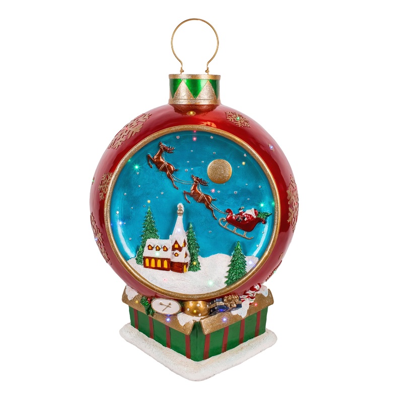 34 in. Santas Sleigh Ornament with Multicolor Lights and Music, Plug-In