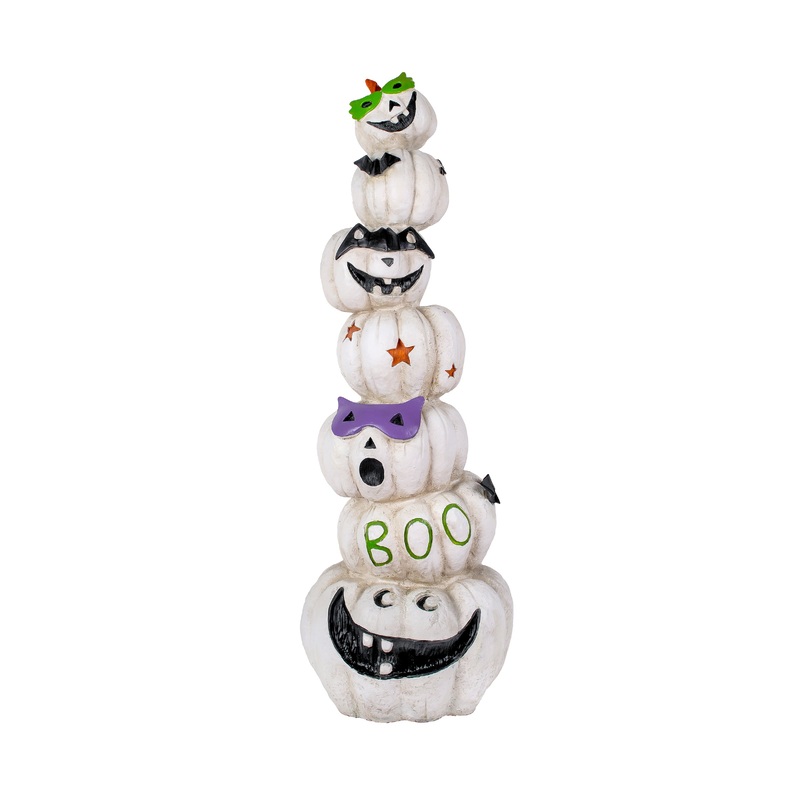 47 in. Halloween Stacked White Jack-O-Lanterns Decoration