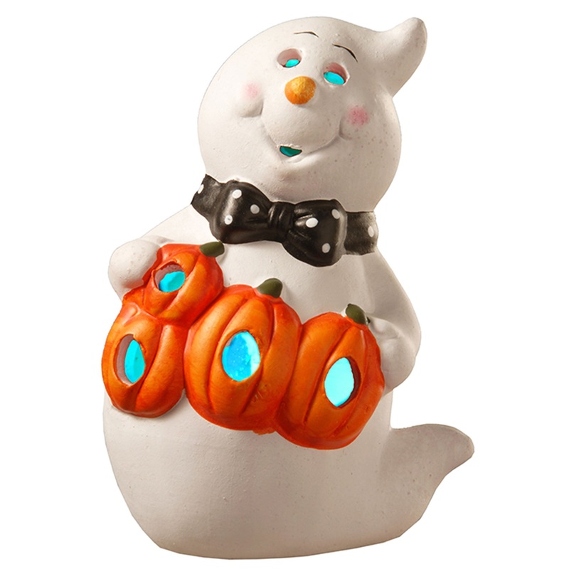 6 in. Halloween BOO Smiling Ghost Decoration with LED Lights