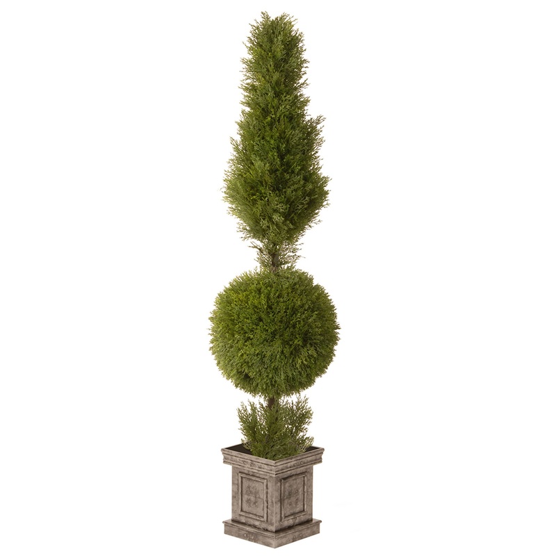 60 in. Artificial Juniper Ball and Cone Topiary