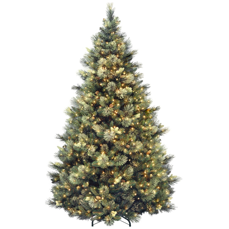 9ft. Pre-Lit Carolina Pine Tree with Clear Lights with 1200 Clear Lights, Plug-In