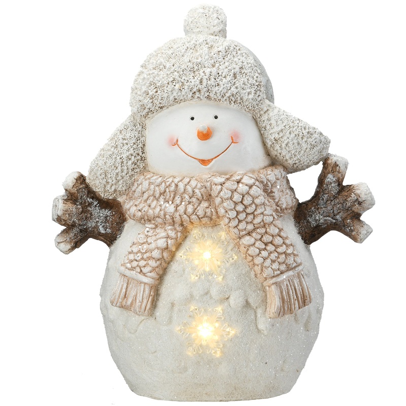 15 in. Snowman with Snowflake Lights