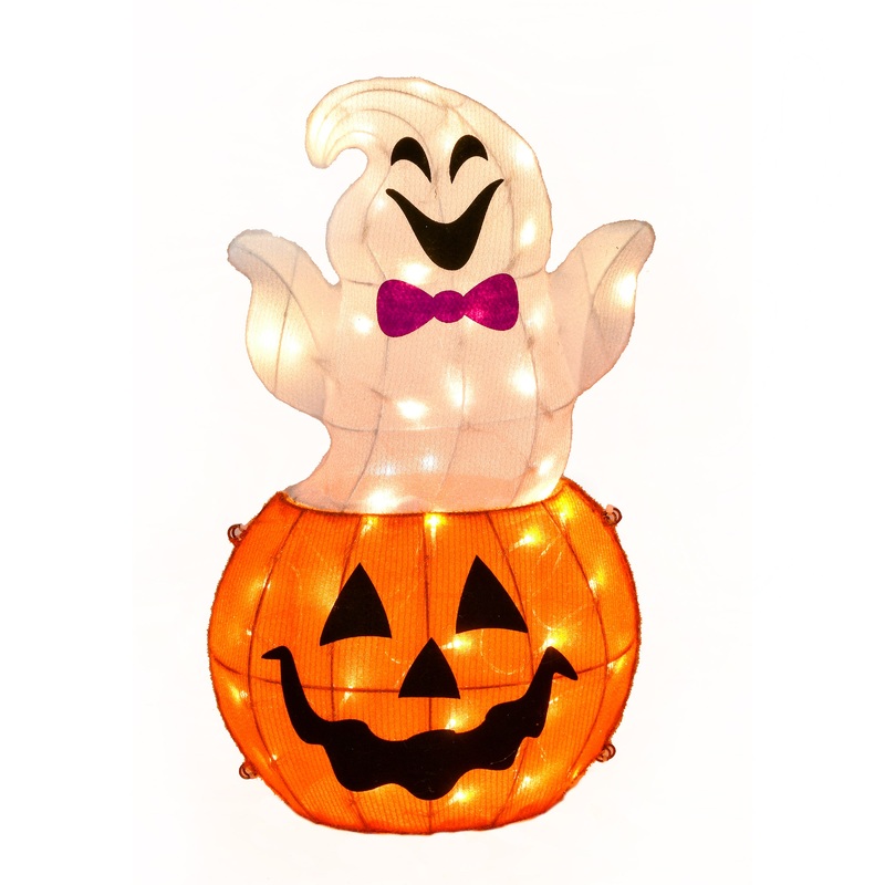 2 ft. Halloween Pre-Lit Pumpkin and Ghost Lawn Decoration with LED Lights