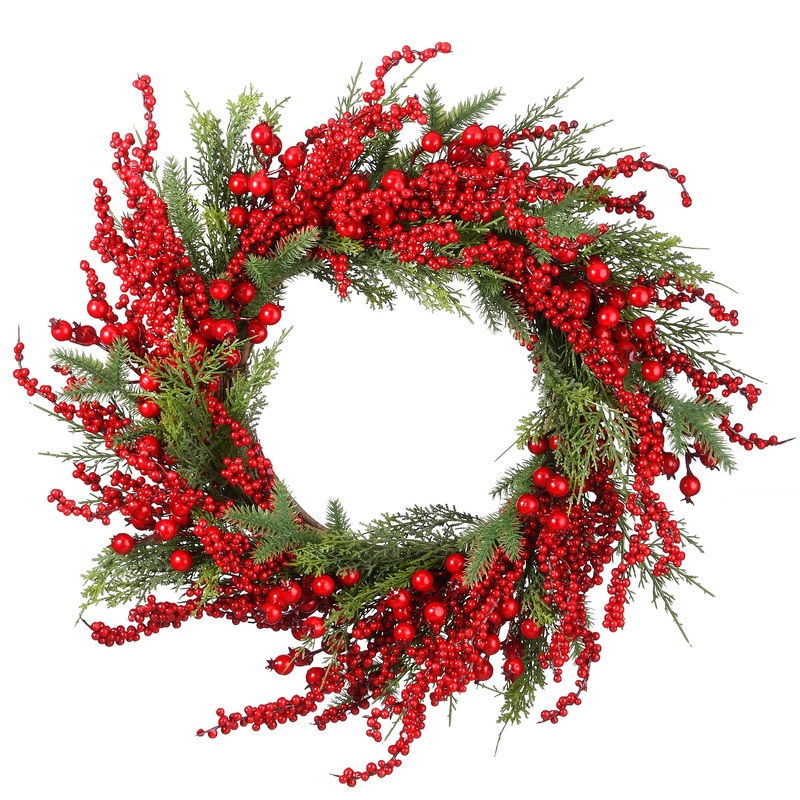 24 in. Cedar and Berry Wreath