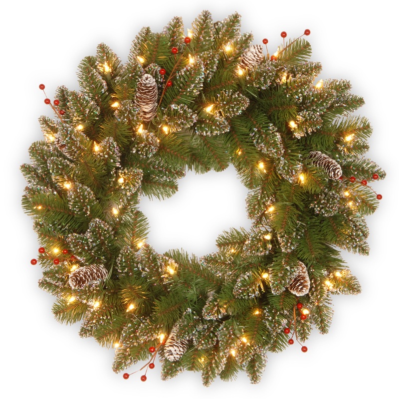 24 in. Pre-Lit Glittery Mountain Spruce with LED Lights