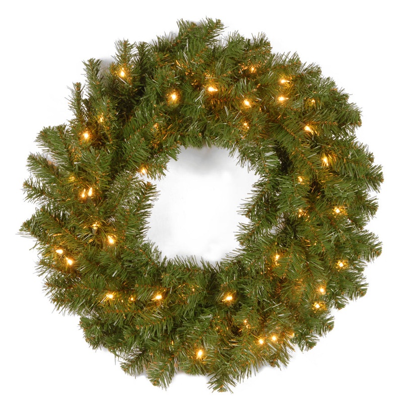 24 in. Pre-Lit Kincaid Spruce Wreath with Clear Lights