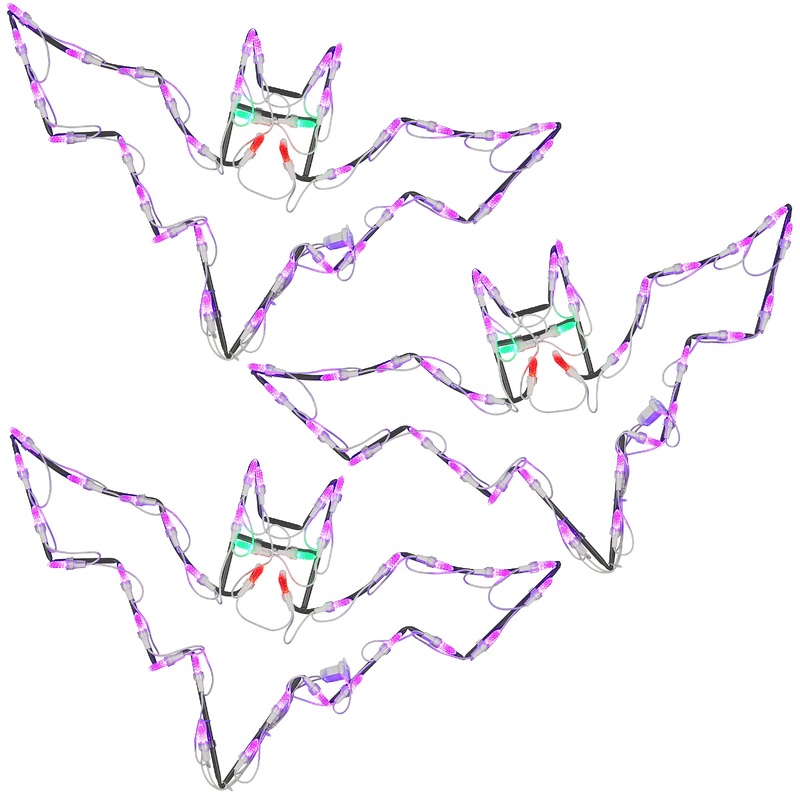 25 in. Halloween Bat Trio Lighted Sign Decoration with LED Lights