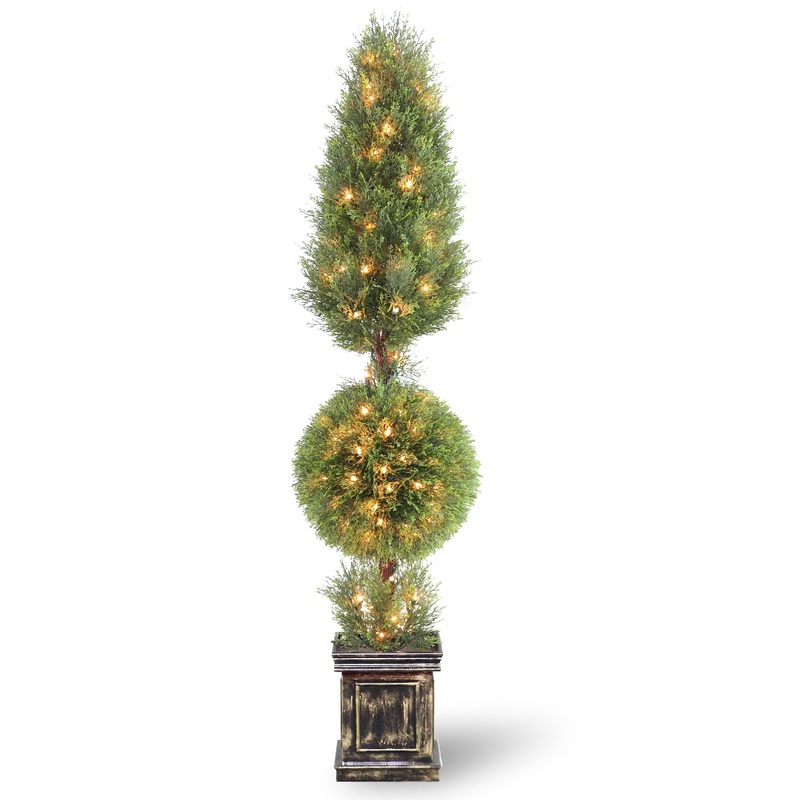 60 in. Pre-Lit Artificial Juniper Spiral Topiary