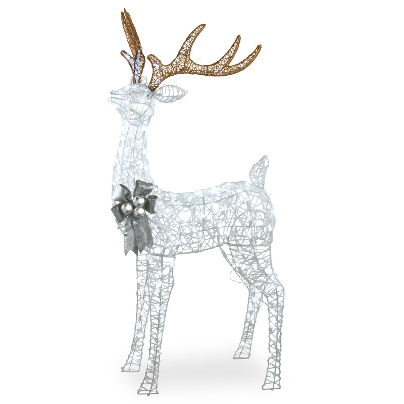 65 in. Glittered Standing Buck with Twinkling LED Lights