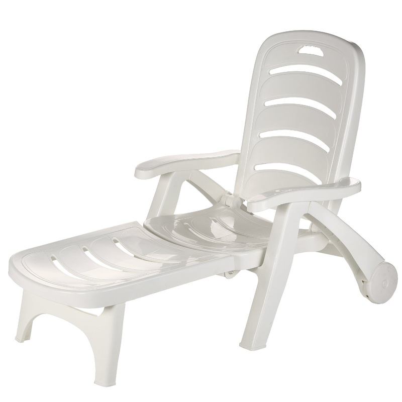 77x30x40 in. White Plastic Foldable All Weather Chaise Lounge Chair