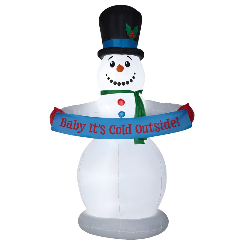 8 ft. Inflatable Snowman with Sign with LED Lights