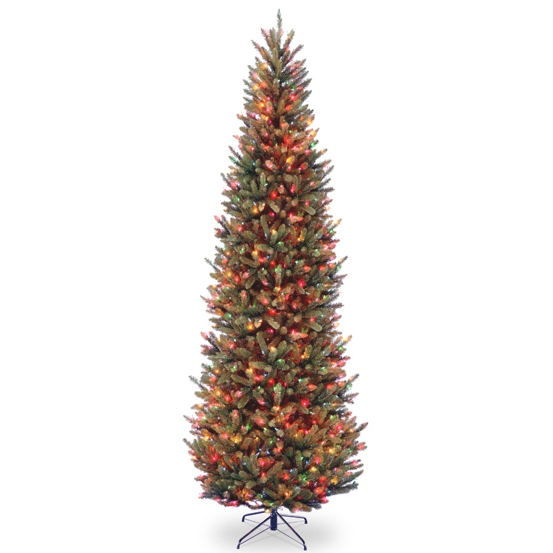 9 ft. Pre-Lit Natural Fraser Fir Slim Tree with Multicolor Lights
