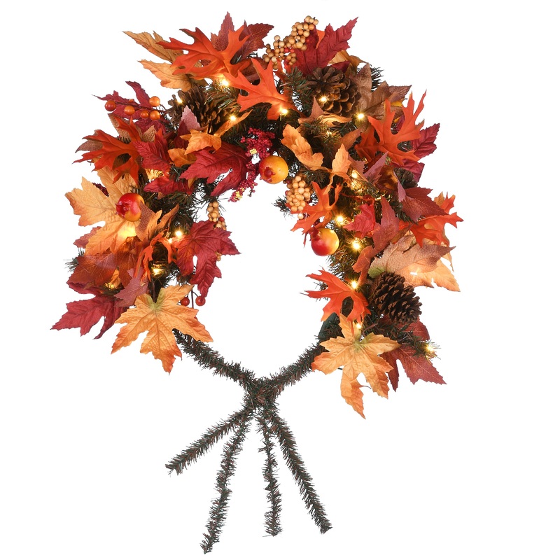 National Tree Company Pre-lit Harvest Mailbox Decoration, Decorated with Pinecones, Berry Clusters, Maple Leaves, LED Lights, Autumn Collection, 36 in