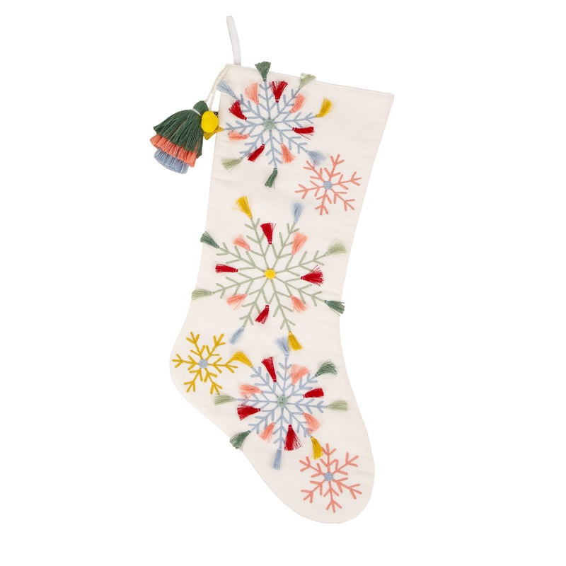 20 in. HGTV Home Collection Boho Snowflake Stocking