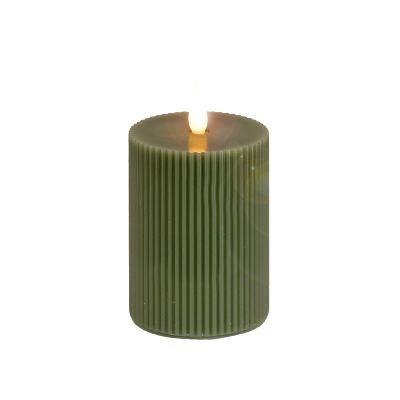 3 in. by 5 in. Dk Green Flameless Georgetown Pillar Candle